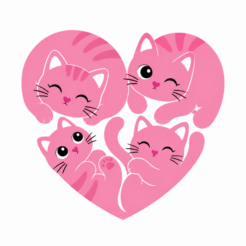 Kucing pink berbentuk hati